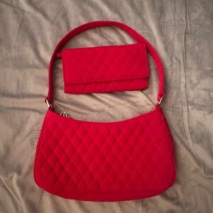 Vera Bradley Red Quilted Shoulder Bag Set